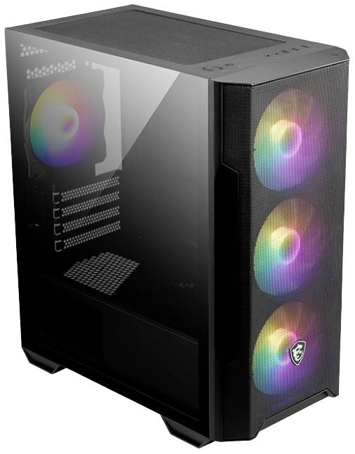 MSI M100R Midi-Tower PC-Gehäuse Schwarz 4 Vorinstallierte LED Lüfter, Staubfilter, Seitenfenster