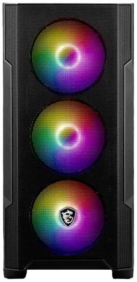 MSI M100R Midi-Tower PC-Gehäuse Schwarz 4 Vorinstallierte LED Lüfter, Staubfilter, Seitenfenster