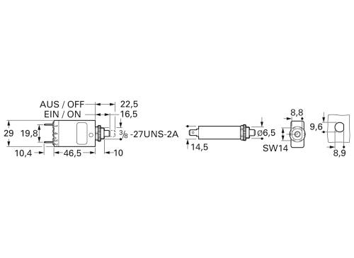 ETA Engineering Technology 2-5700-IG1-P10-2,5A Schutzschalter 250 V/AC, 28 V/DC 2.5A 1St.