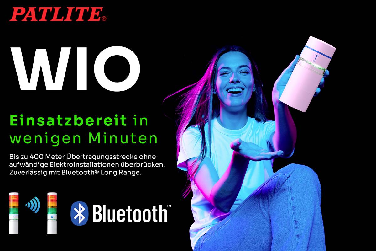 Patlite Signalsäule WIO-B1S-001 WIO Bluetooth Rot, Bernstein, Gelb 1St.