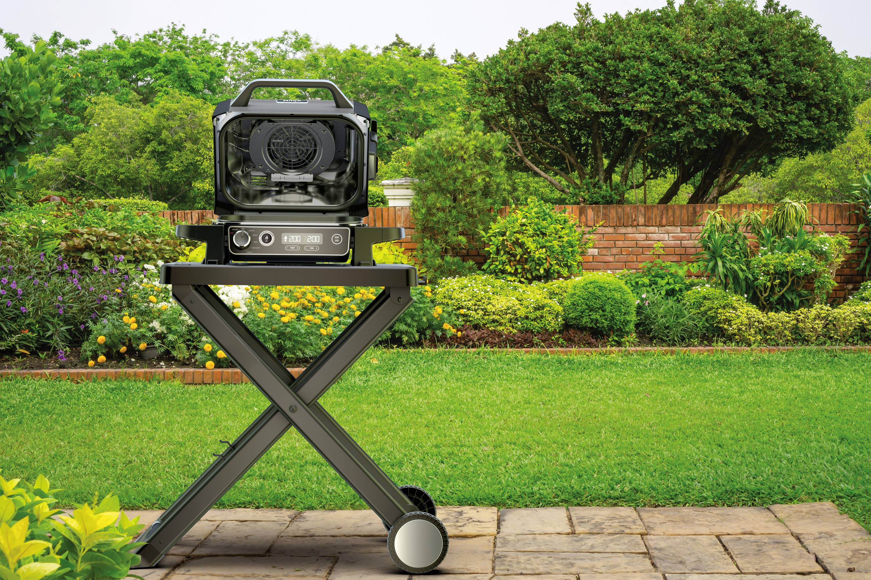 Ninja Woodfire Elektro Grill Heißluft-Funktion Schwarz, Silber (matt)