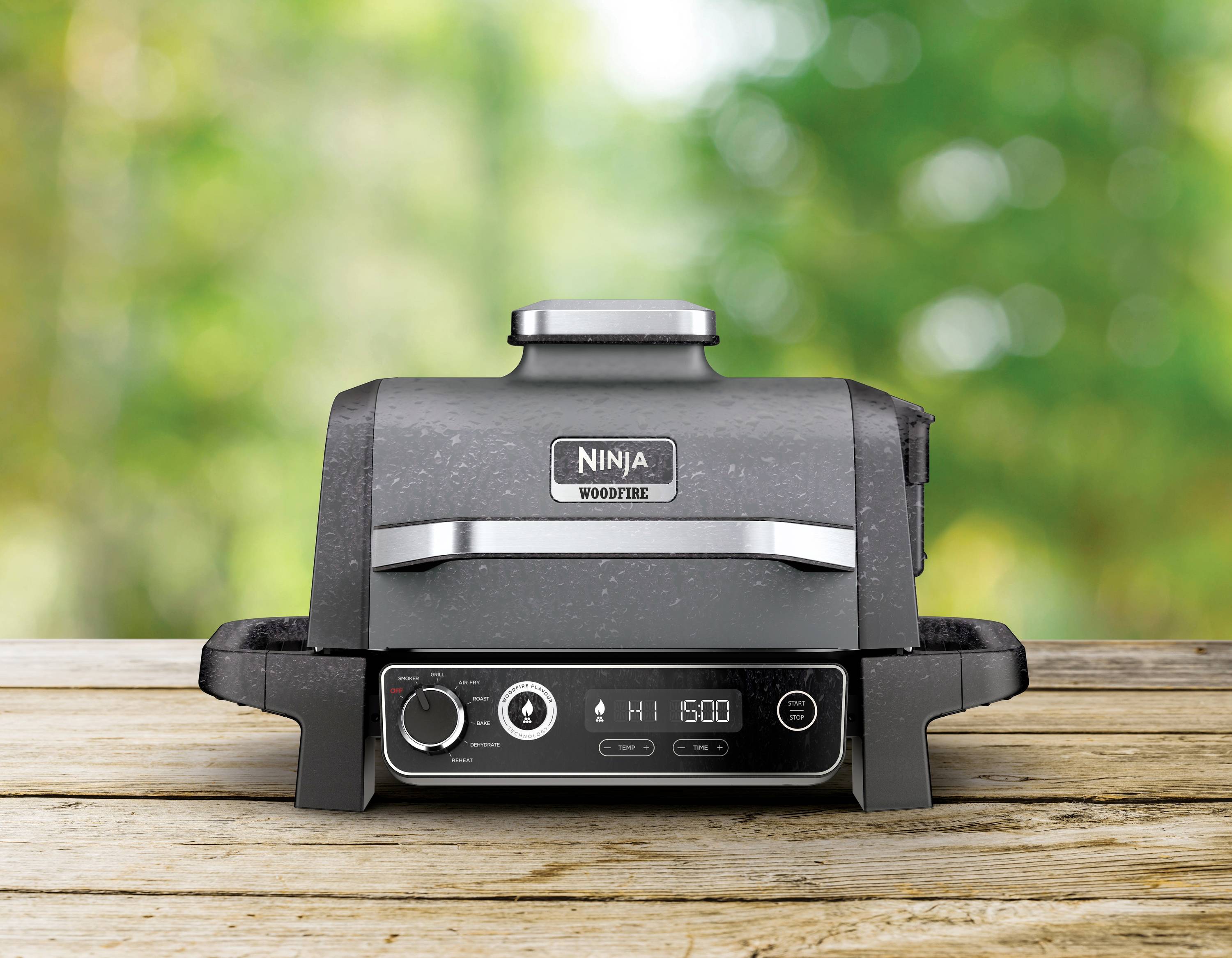 Ninja Woodfire Elektro Grill Heißluft-Funktion Schwarz, Silber (matt)