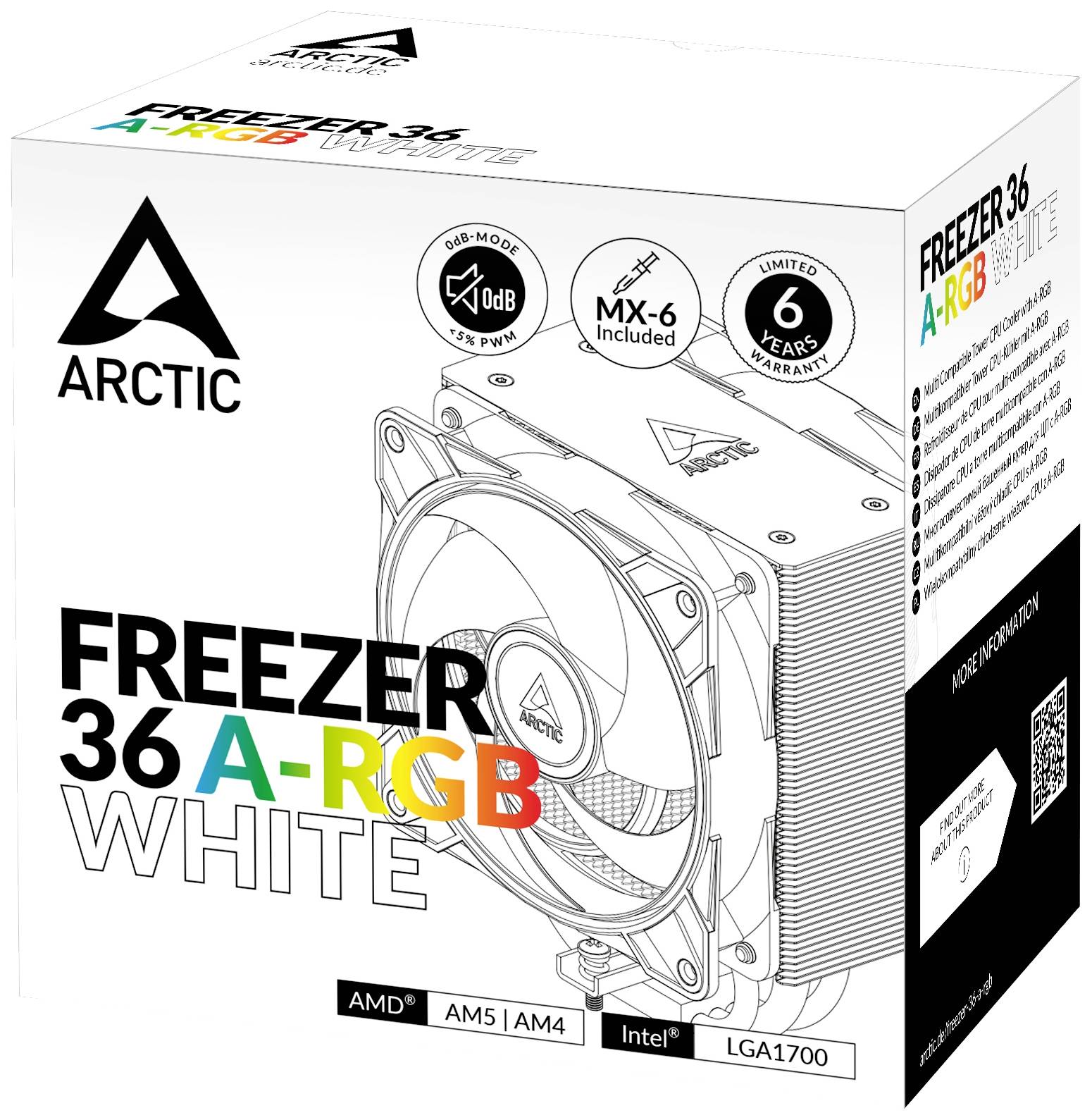 Arctic Freezer 36 A-RGB (White) CPU-Kühler mit Lüfter Intel® LGA 1700, AMD® AM5, AMD® AM4