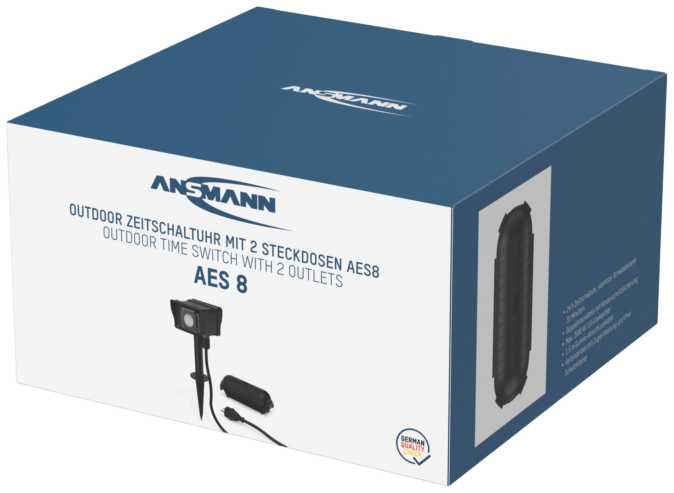 Ansmann 1260-0012 Zeitschaltuhr analog Tagesprogramm 3680W IP44