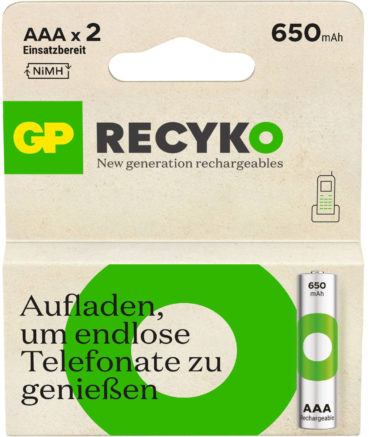 GP ReCyko Micro (AAA)-Akku NiMH 650 mAh 1.2V 2St.