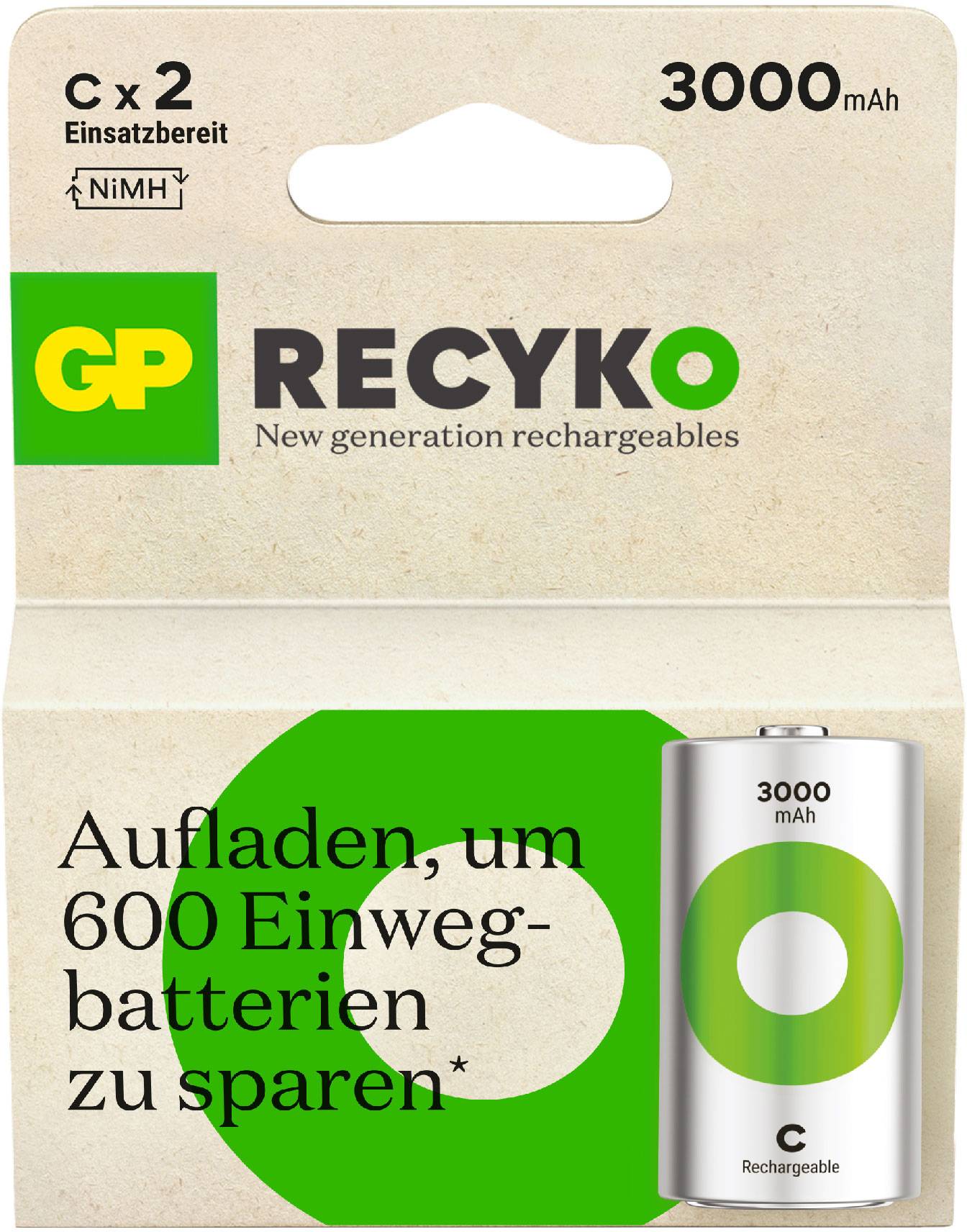 GP ReCyko Baby (C)-Akku NiMH 3000 mAh 1.2V 2St.