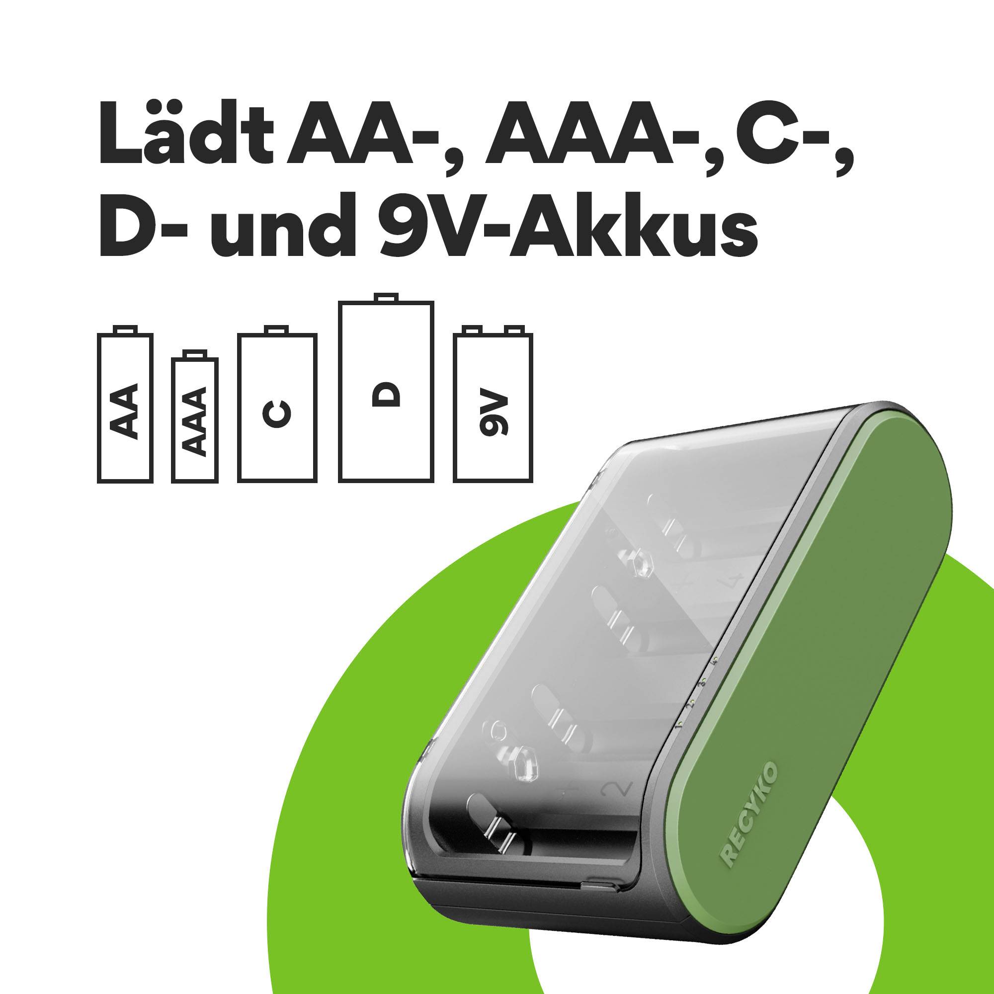 GP B631 Universell Rundzellen-Ladegerät NiMH 9 V Block, Micro (AAA), Mignon (AA), Baby (C), Mono (D)