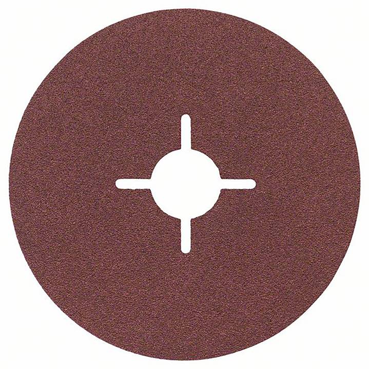 Ein runder Schleifscheibenaufsatz mit einem Kreuzschlitz in der Mitte, geeignet für Schleifmaschinen oder diverse Schleifarbeiten.