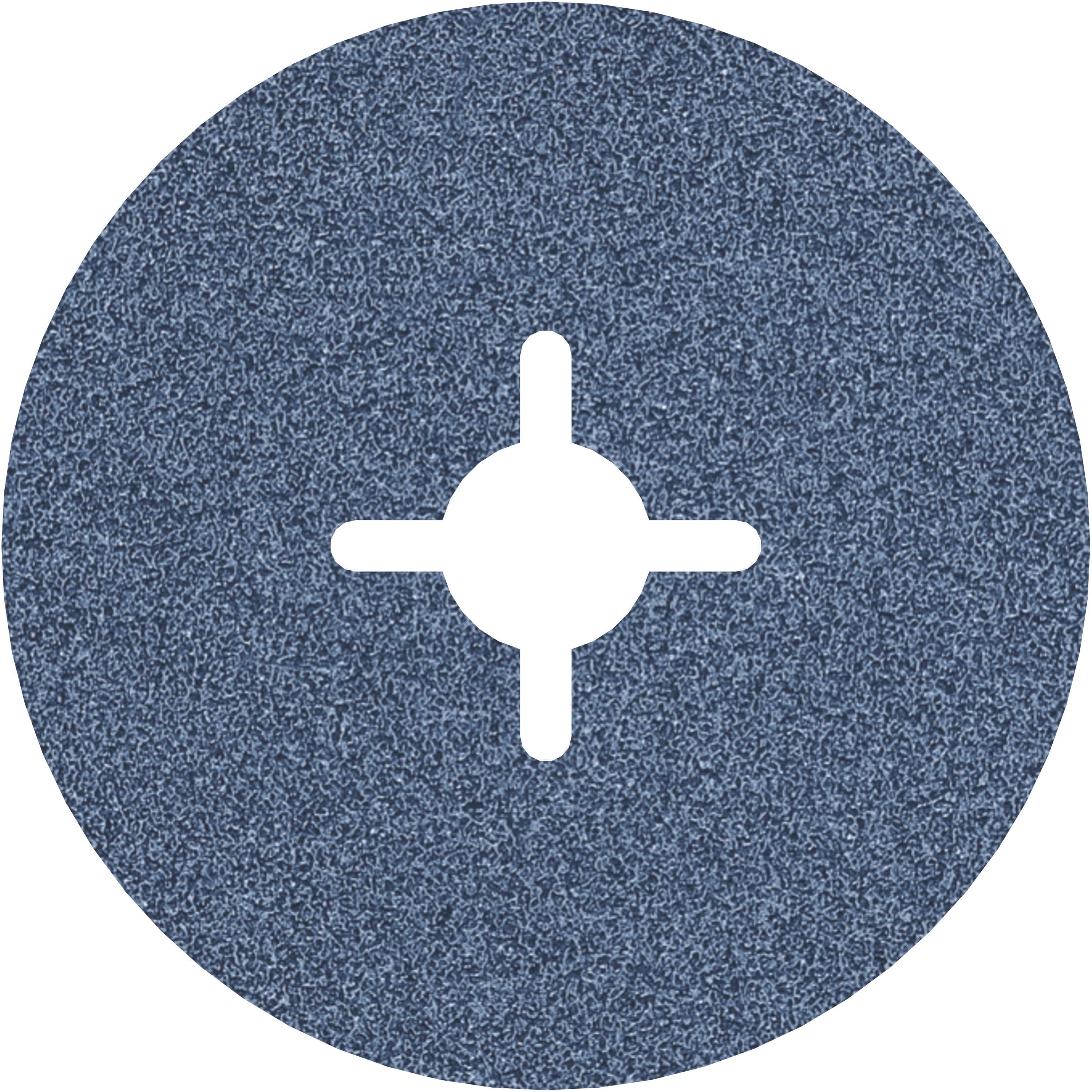 Ein rundes Schleifpapier mit einem kreuzförmigen Schlitz in der Mitte, verwendet zum Schleifen von Oberflächen.