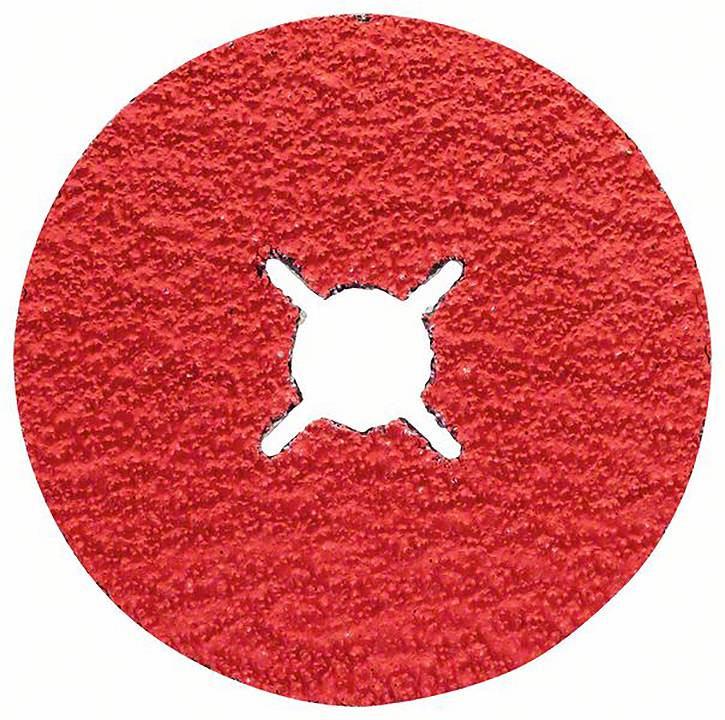 Ein roter Schleifaufsatz mit rundem Loch in der Mitte, verwendet zum Schleifen von Materialien.