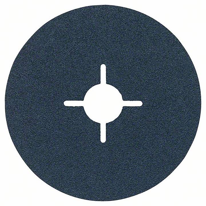 Schleifscheibe mit zentraler Kreuzschlitzöffnung auf hellem Hintergrund.
