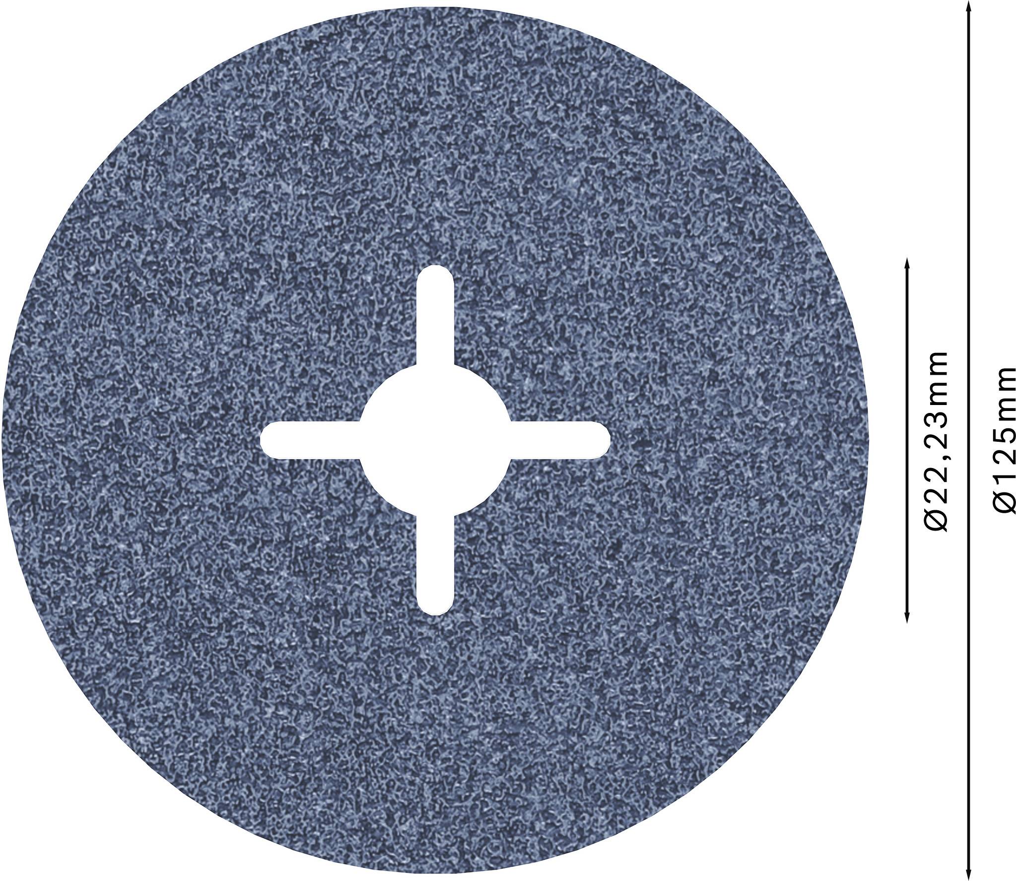 Eine runde Schleifscheibe mit einem Durchmesser von 125 mm und einem Innenloch von 22,23 mm.