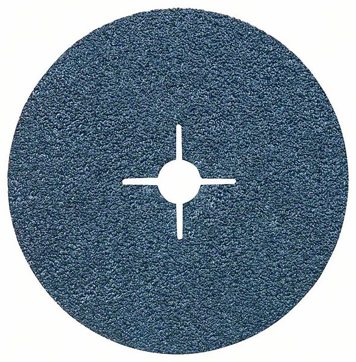 Blaues Schleifpad mit runder Form und zentralem Loch, geeignet für Schleifmaschinen oder polierende Anwendungen.