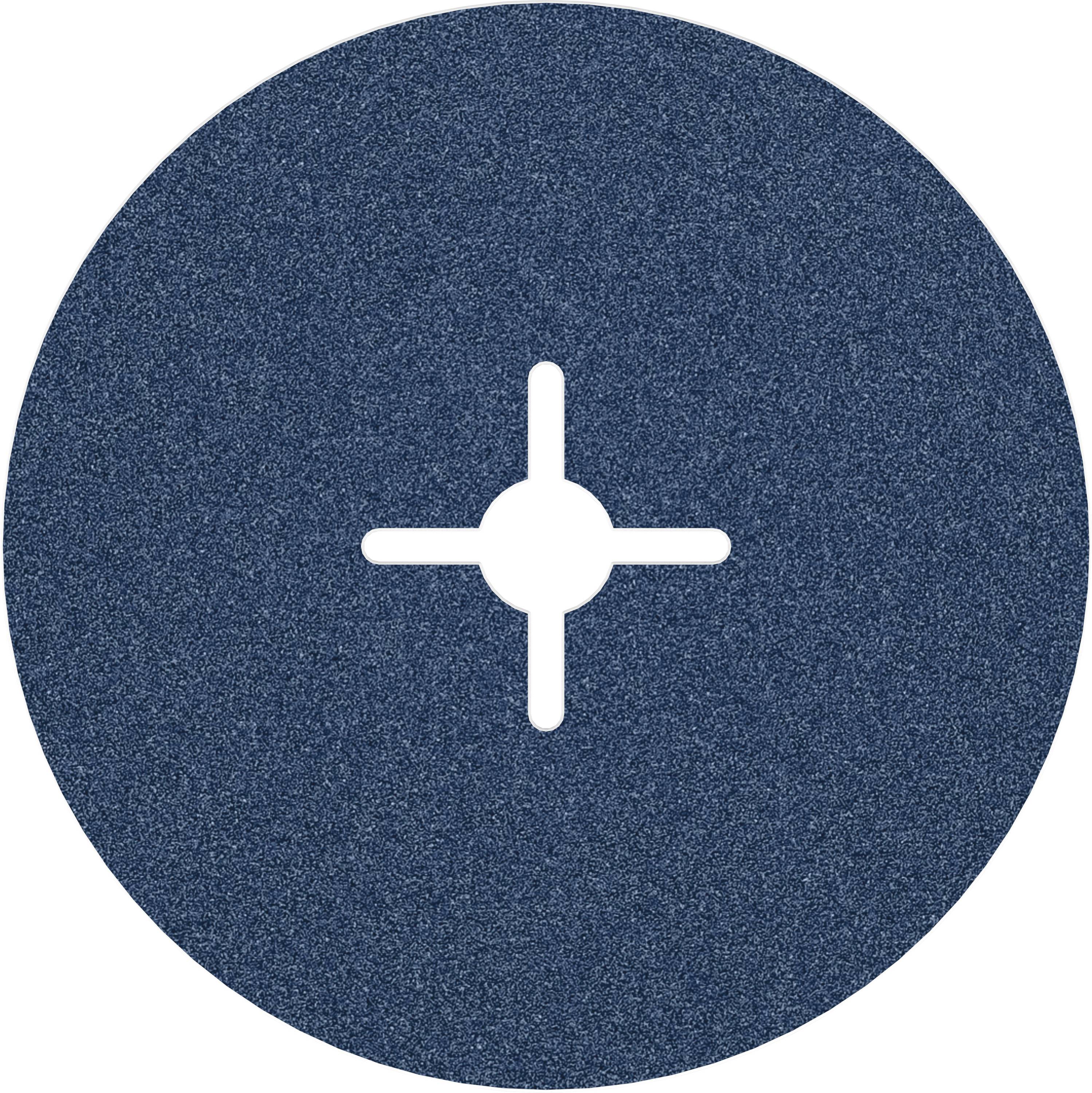 Kreisförmige Schleifscheibe in Dunkelblau mit einem Kreuzmuster in der Mitte.