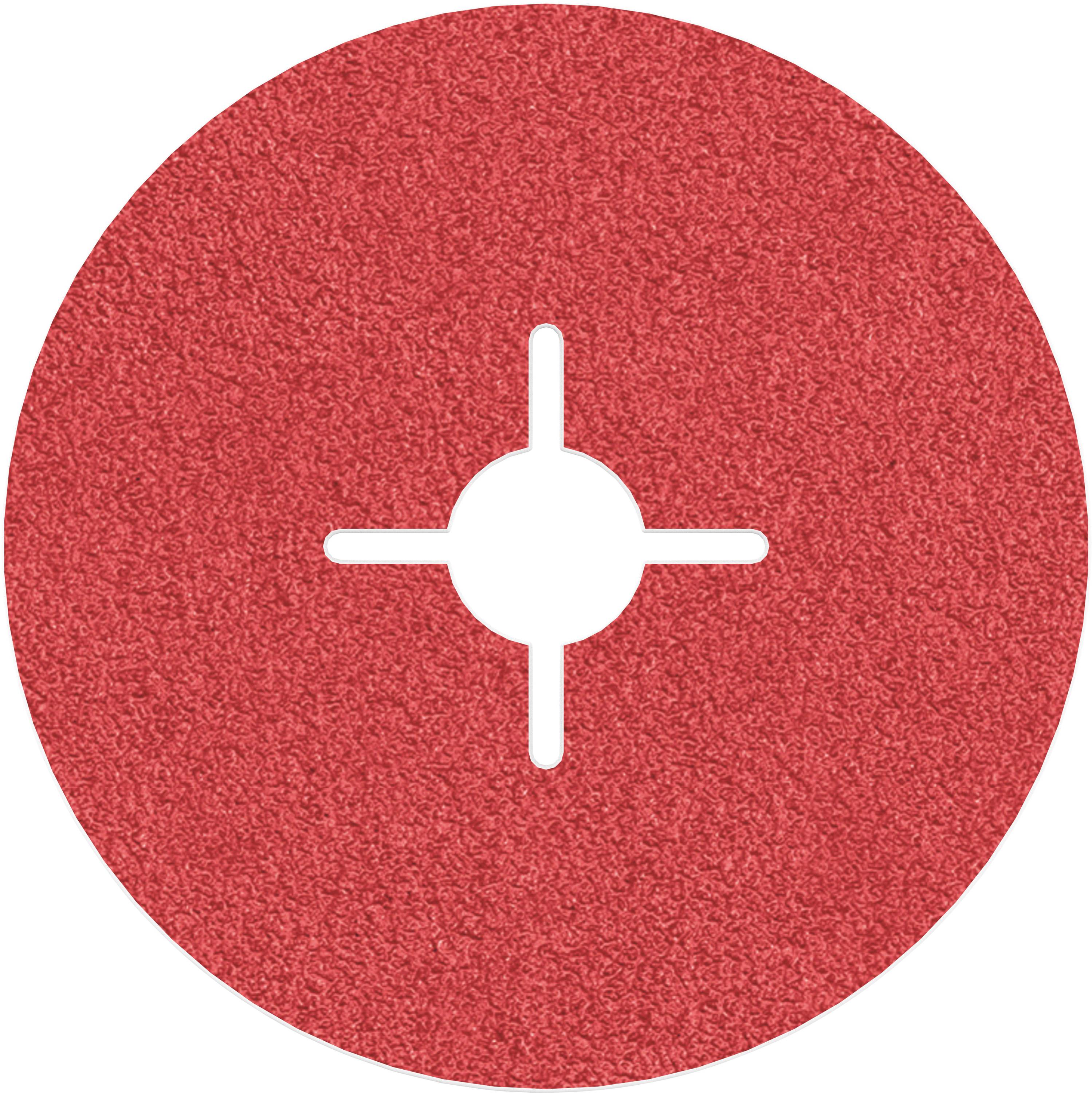 Roter Bodenpad in runder Form mit Kreuzschlitz in der Mitte, zur Reinigung oder Pflege von Böden.