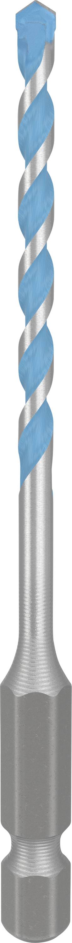 Bohrer mit blauem, spiralförmigem Schneidkopf und silbernem Schaft. Geeignet für präzises Bohren in verschiedene Materialien.