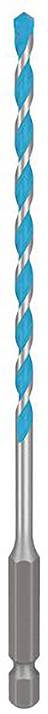 Ein blauer Spiralbohrer mit silbernem Schaft, geeignet zum Bohren in Materialien wie Holz, Kunststoff oder Metall.