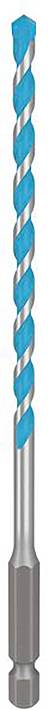 Blaue Bohrerspitze mit spiralförmigem Muster auf silbernem Schaft. Geeignet für Bohrarbeiten, Detailansicht ohne Hintergrund.