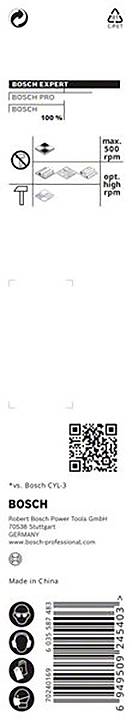 Bosch professional power tools pack. Enthält Recycling-Symbole, Siegel, QR-Code und Barcode. Enthält Adresse: bosch-professional.com.