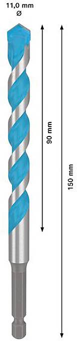Bohrer mit 11 mm Durchmesser, Gesamtlänge 160 mm, Arbeitsteil 90 mm.