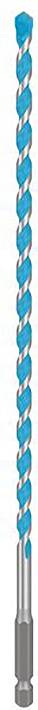 Blaue, spiralförmige Bohrschraube mit Metallspitze, verwendet für das Bohren in Beton oder Mauerwerk.