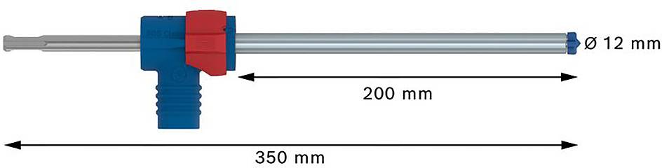 Pipette mit 12 mm Durchmesser und 350 mm Länge; markiert bei 200 mm. Hauptfarben: Blau und Rot. Geeignet für genaue Messungen.