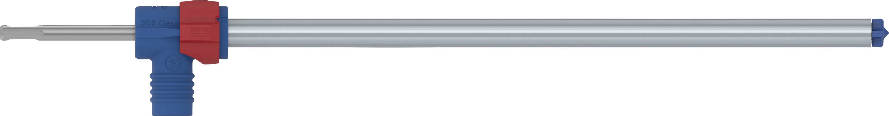 Ein langer, zylindrischer Metalldruckluftzylinder mit rotem und blauem Ende.