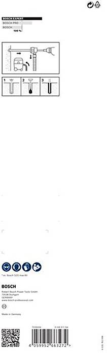 'Bohrer-Adapter' zeigt die Installation in 3 Schritten. Anweisungen und Symbole zur korrekten Anwendung auf der Verpackung.