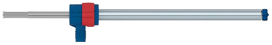 Langdübel mit rotem und blauem Kunststoffgriff, geeignet für Bauarbeiten zur Verbindung von Elementen.