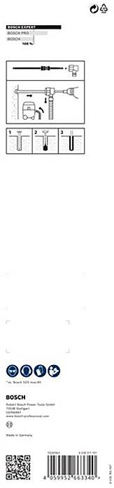 Bodenanker-System, Bosch. Schritt-für-Schritt-Anleitung zur Montage. Werkzeugabbildungen und Symbole zur Vorgehensweise.