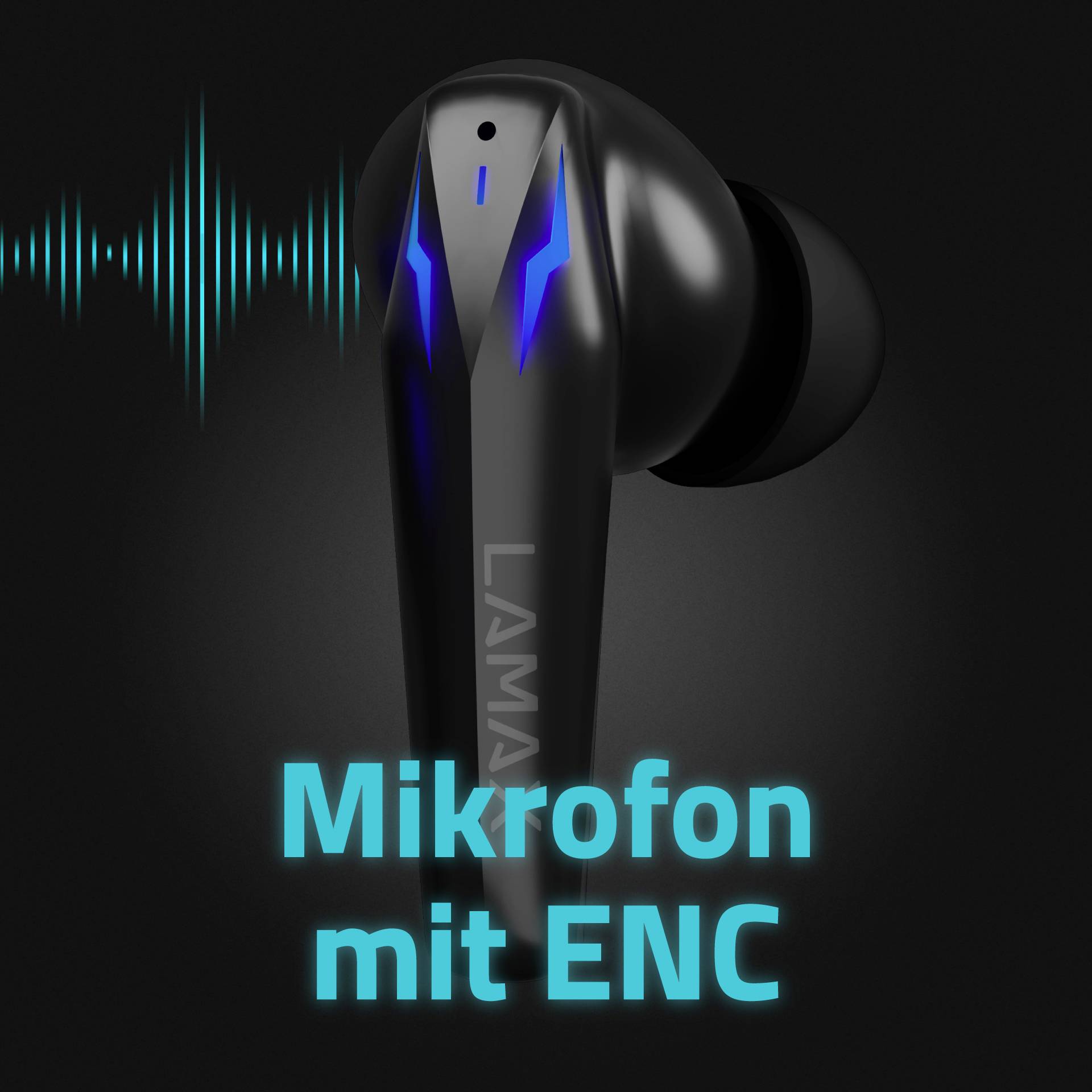 Lamax Heroes Ninja1 In Ear Headset Bluetooth® Stereo Schwarz Batterieladeanzeige, Headset, Ladecase, Lautstärkeregelung, Mono