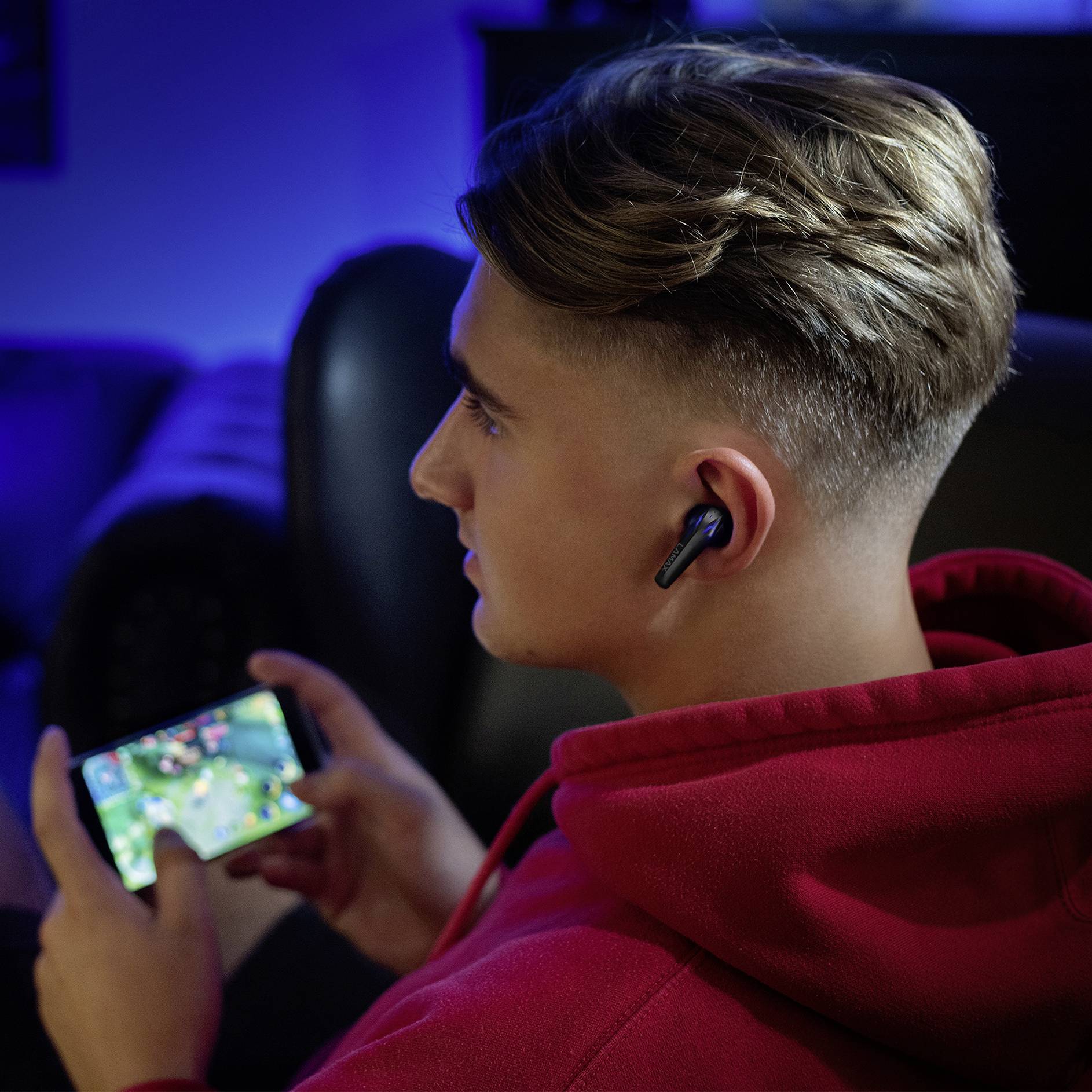 Lamax Heroes Ninja1 In Ear Headset Bluetooth® Stereo Schwarz Batterieladeanzeige, Headset, Ladecase, Lautstärkeregelung, Mono