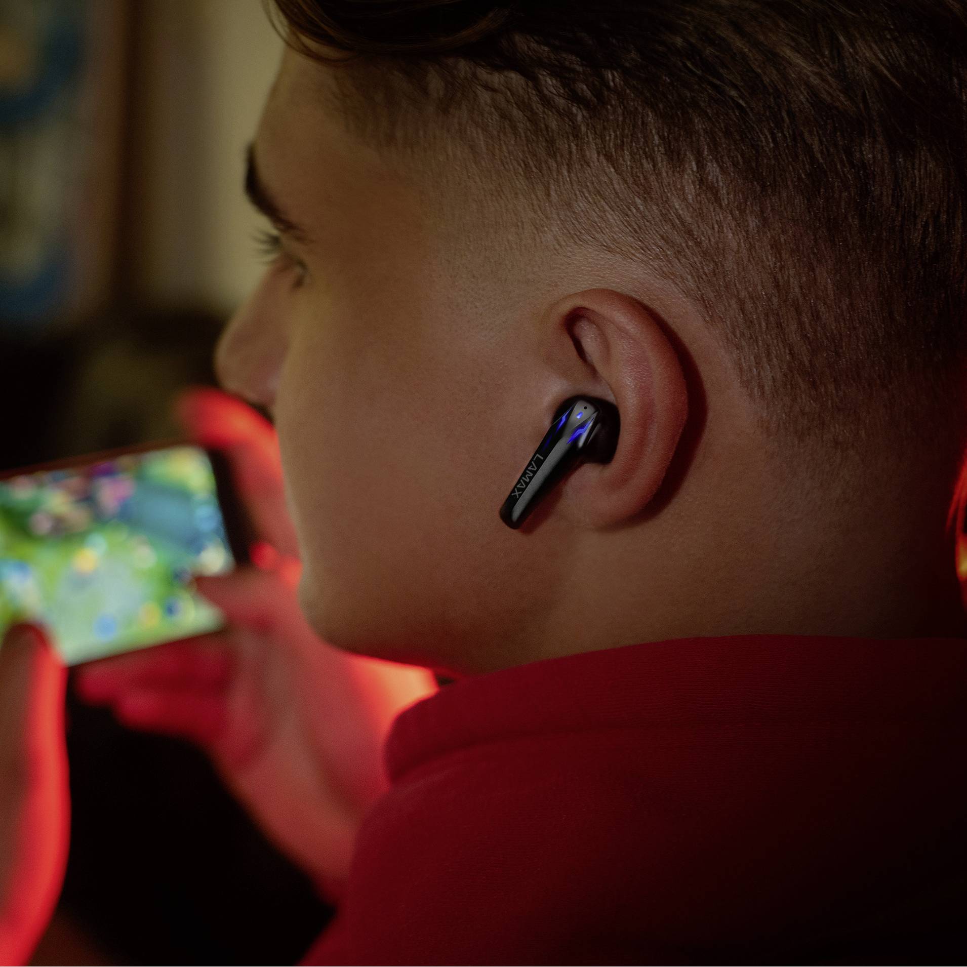 Lamax Heroes Ninja1 In Ear Headset Bluetooth® Stereo Schwarz Batterieladeanzeige, Headset, Ladecase, Lautstärkeregelung, Mono