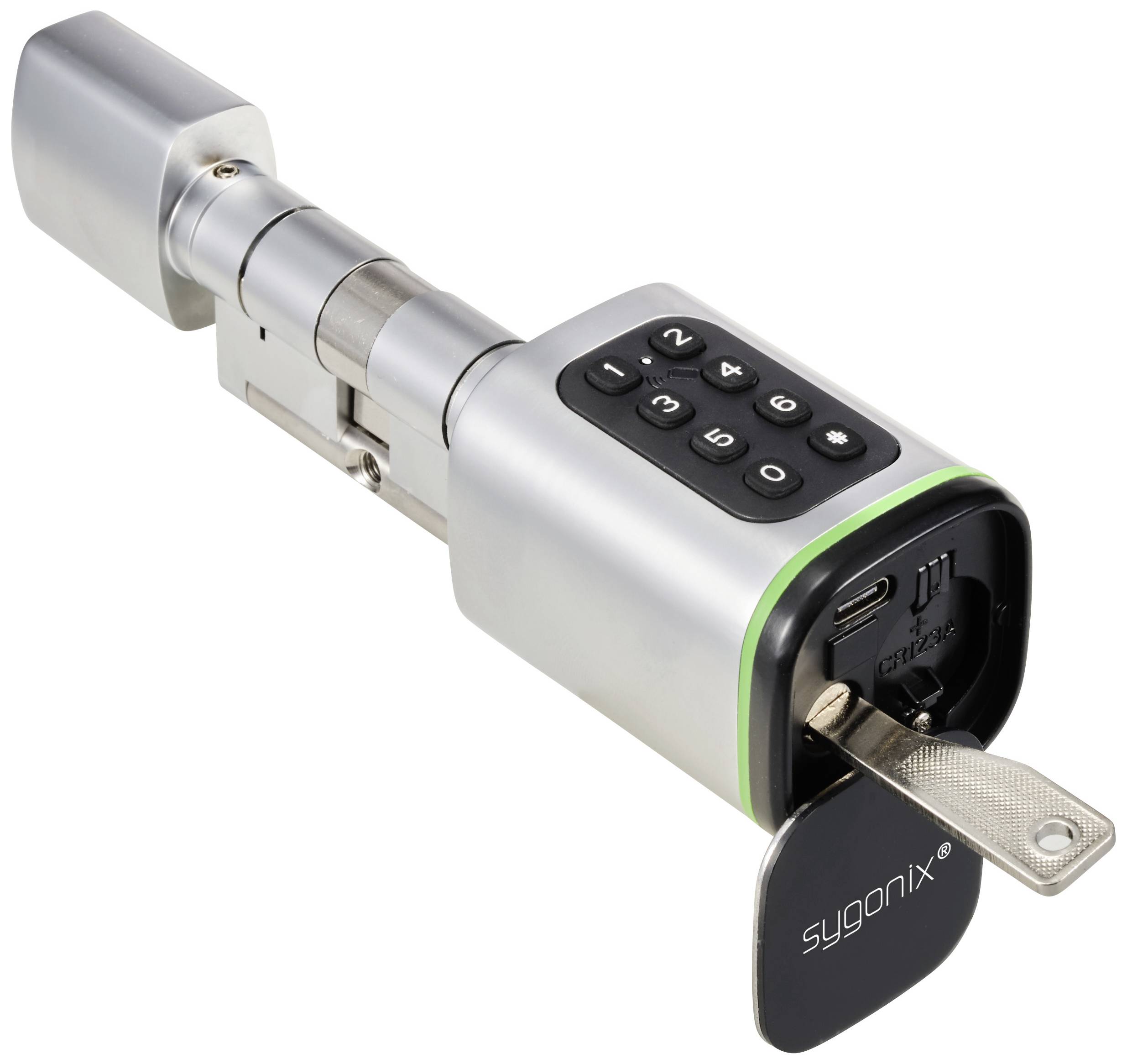 Sygonix SY-6121660 Sicherheitszylinder 3 V/DC Bluetooth-fähig, mit beleuchteter Tastatur