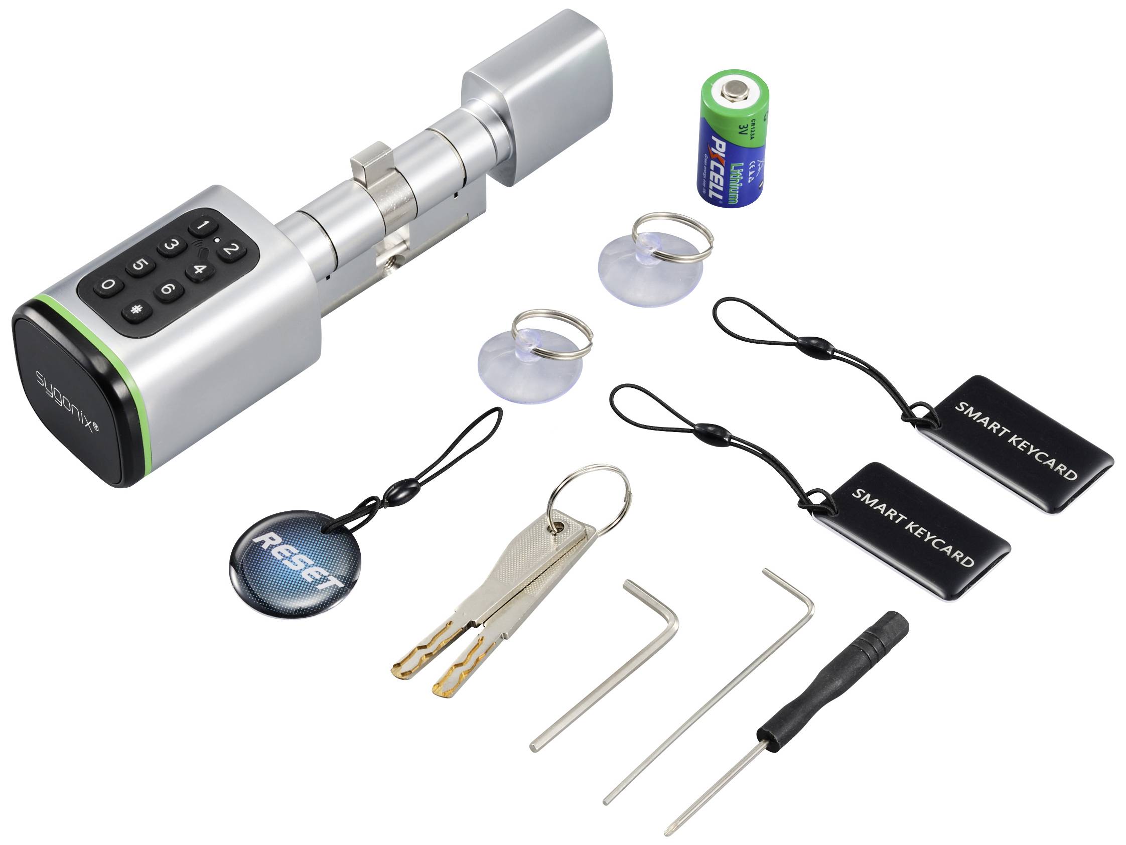 Sygonix SY-6121660 Sicherheitszylinder 3 V/DC Bluetooth-fähig, mit beleuchteter Tastatur