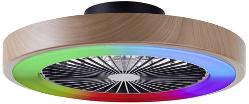Brilliant G60060/09 Slimline LED-Deckenleuchte mit Ventilator LED-Modul 40 W Schwarz, Holz