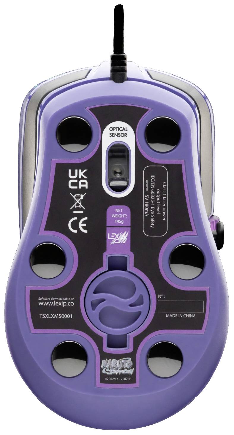 Lexip Naruto Shippuden Sasuke Revenge Gaming-Maus Kabelgebunden Optisch Lila, Blau 12000 dpi Beleuchtet, Gewichts-Tuning