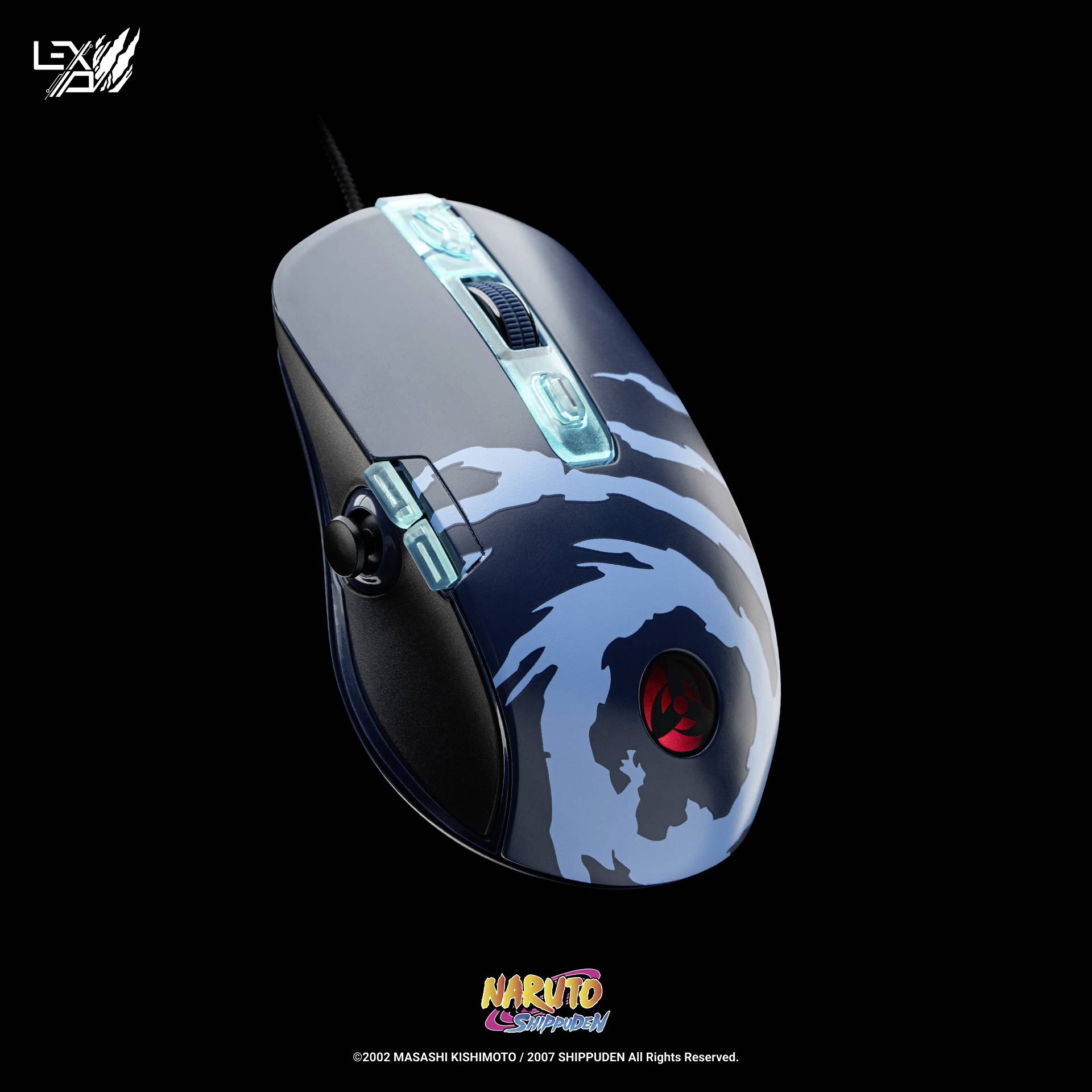 Lexip Naruto Shippuden Kakashi Kamui Gaming-Maus Kabelgebunden Optisch Schwarz, Blau 12000 dpi Beleuchtet, Gewichts-Tuning