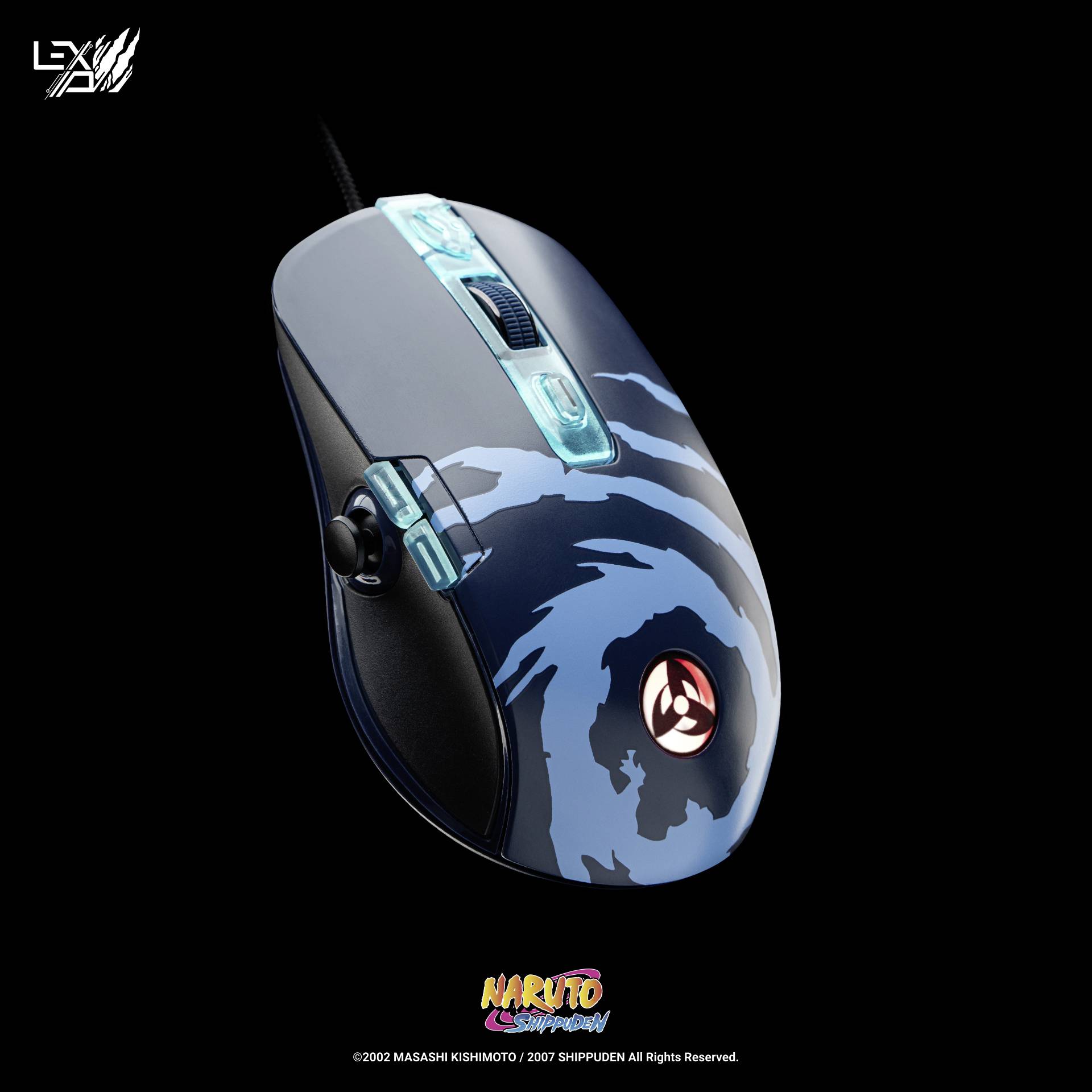 Lexip Naruto Shippuden Kakashi Kamui Gaming-Maus Kabelgebunden Optisch Schwarz, Blau 12000 dpi Beleuchtet, Gewichts-Tuning