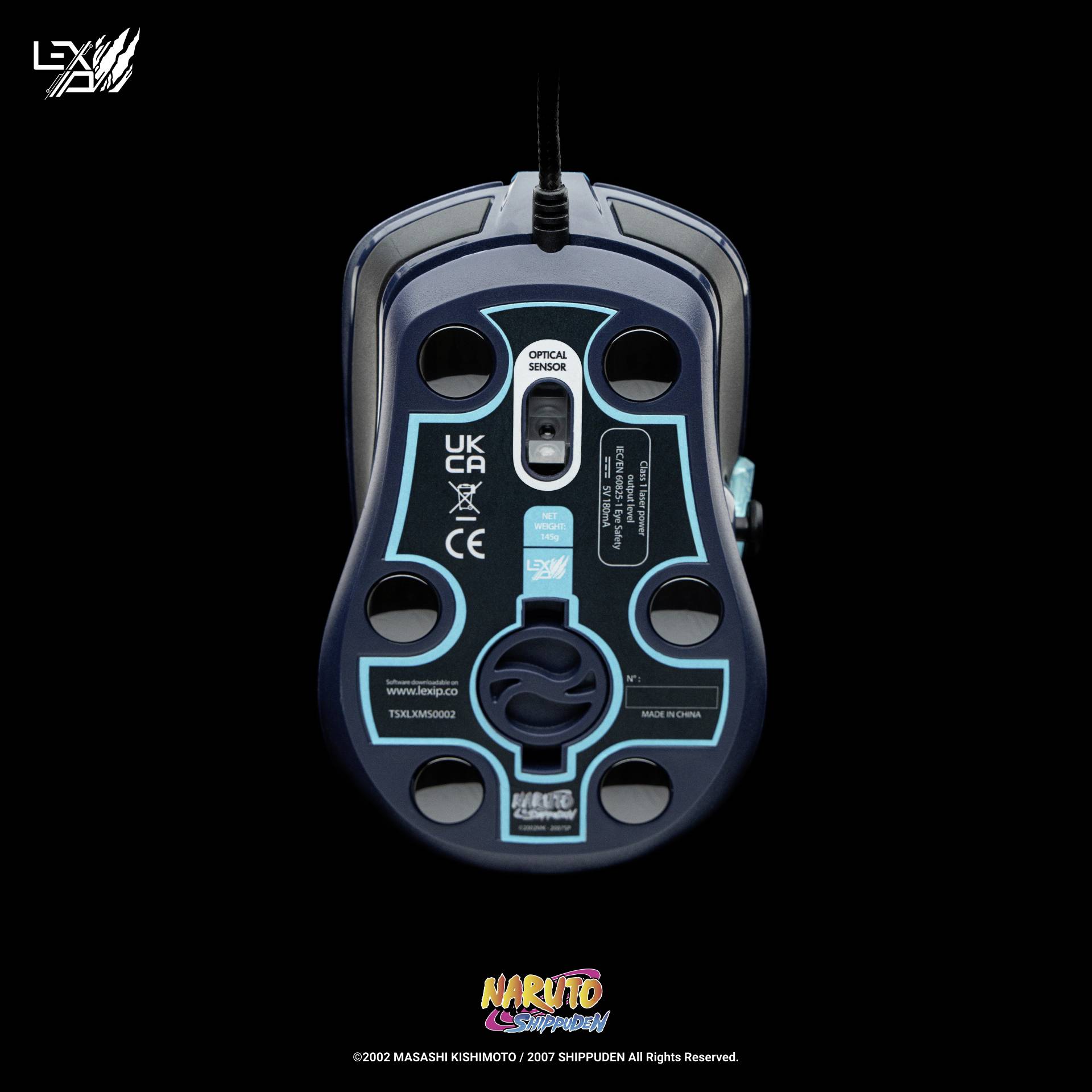 Lexip Naruto Shippuden Kakashi Kamui Gaming-Maus Kabelgebunden Optisch Schwarz, Blau 12000 dpi Beleuchtet, Gewichts-Tuning