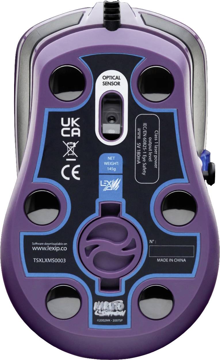 Lexip Naruto Shippuden Madara Destruction Gaming-Maus Kabelgebunden Optisch Schwarz, Lila 12000 dpi Beleuchtet, Gewichts-Tuning