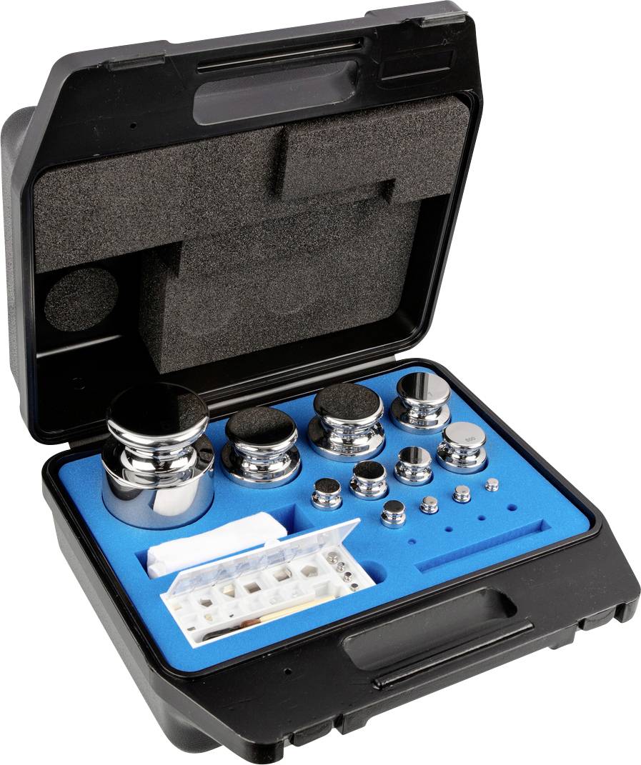 Kern Gewichtsatz 303-084, OIML-Klasse E1, Nennwert 1 mg - 5 kg, Knopf, Edelstahl poliert, im Kunststoffkoffer