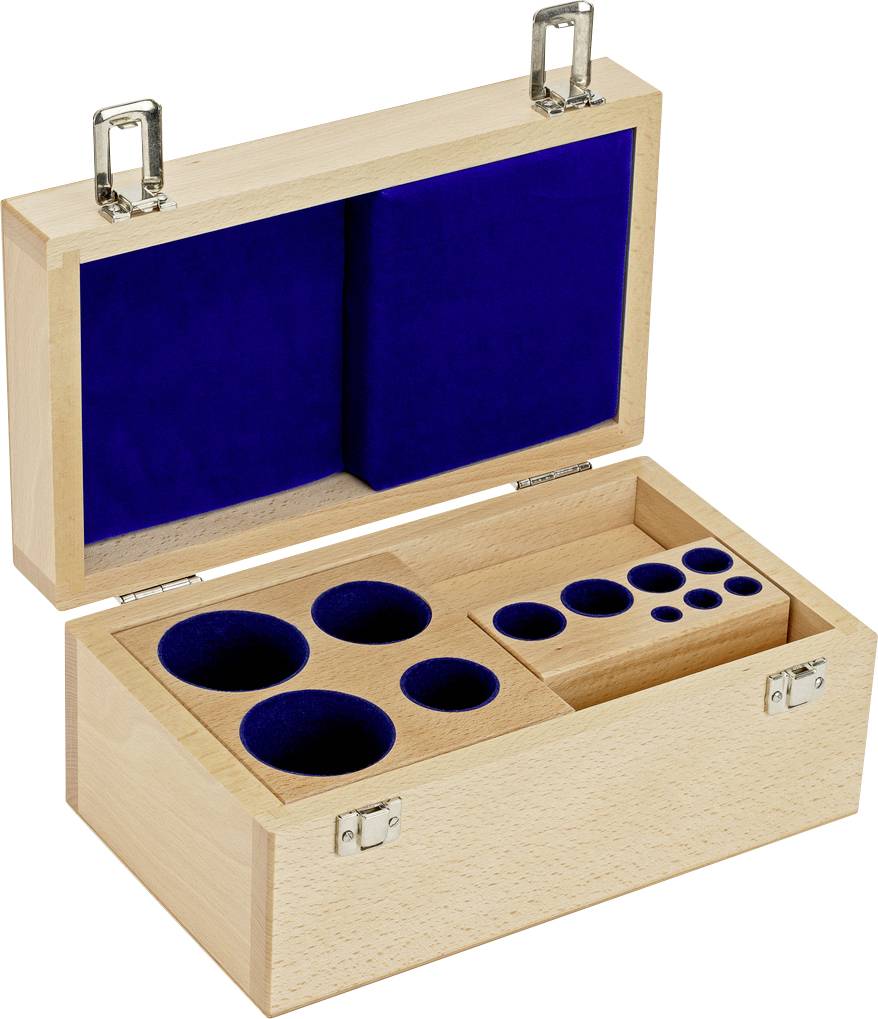 Kern Holz-Gewichtsetui 313-070-100, für Nennwerte 1 mg - 2 kg, für Klassen E1+E2+F1, für Bauform Knopf/Kompakt