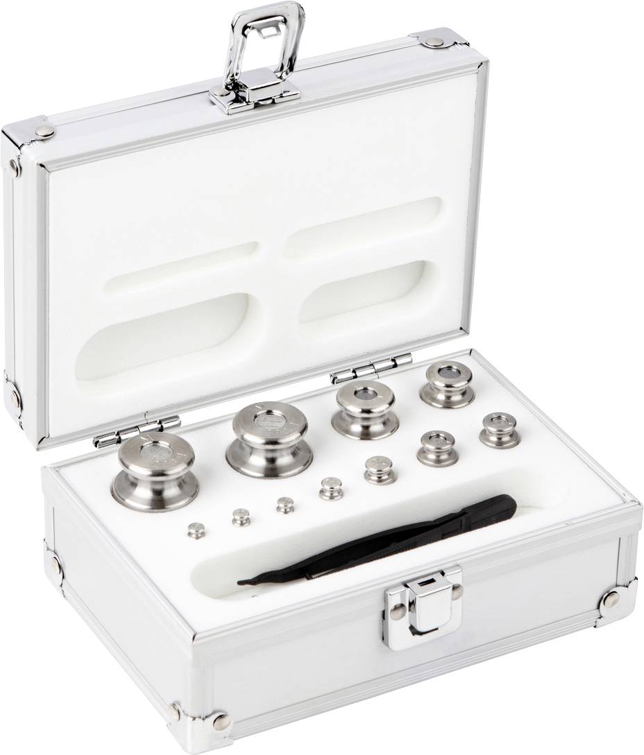 Kern Gewichtsatz 354-046, OIML-Klasse M2, Nennwert 1g - 200 g, Knopf, Edelstahl feingedreht, im Aluminiumetui