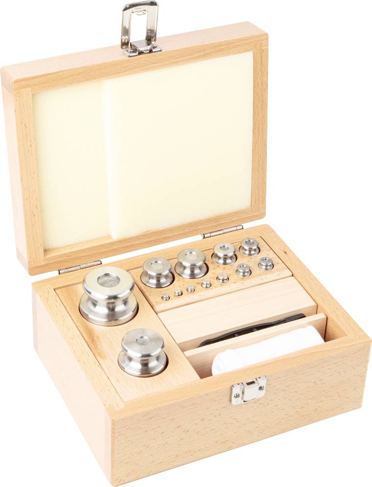 Kern Gewichtsatz 354-06, OIML-Klasse M2, Nennwert 1g - 1 kg, Knopf, Edelstahl feingedreht (OIML), im Holzetui