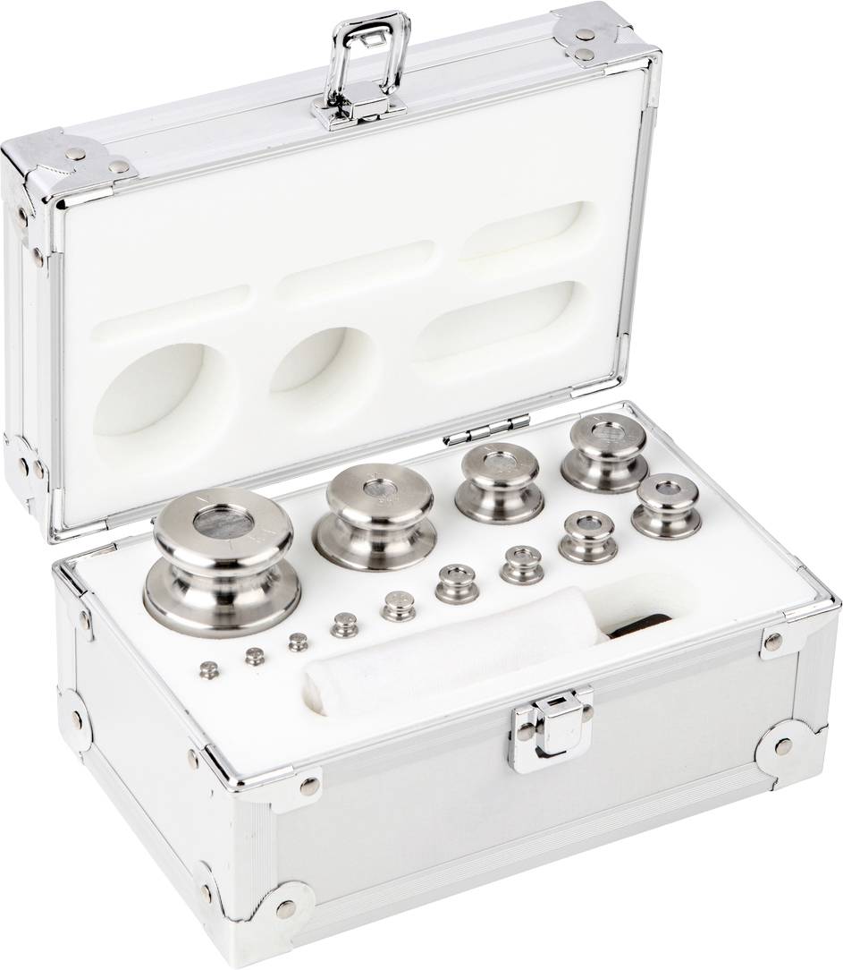 Kern Gewichtsatz 354-066, OIML-Klasse M2, Nennwert 1g - 1 kg, Knopf, Edelstahl feingedreht, im Aluminiumetui