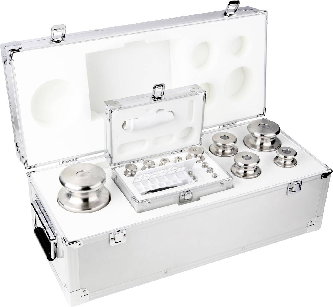 Kern Gewichtsatz 354-096, OIML-Klasse M2, Nennwert 1g - 10 kg, Knopf, Edelstahl feingedreht, im Aluminiumetui