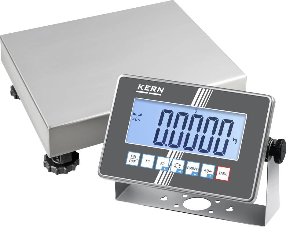 Digitale Waage mit großer Anzeige von '0,000 kg', silbernes Wiegeplateau, Bedienknöpfe darunter, geeignet für präzises Wiegen.