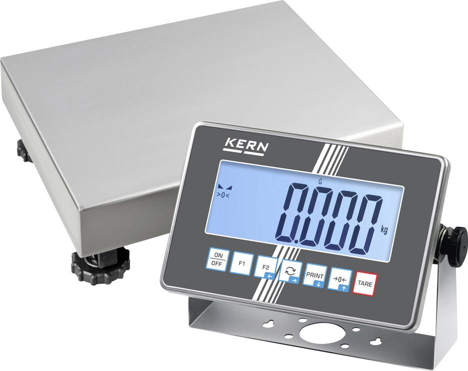 Industriewaage mit digitalem Display, zeigt '0.000 kg' an. Gewichtskapazität einstellbar. Robuste Plattform für präzises Wiegen.