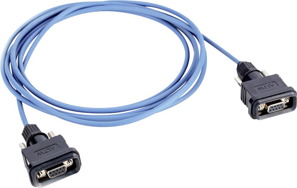 Ein blaues serieles Kabel mit zwei VGA-Steckern an den Enden, üblicherweise verwendet zur Verbindung von Computern und Monitoren.